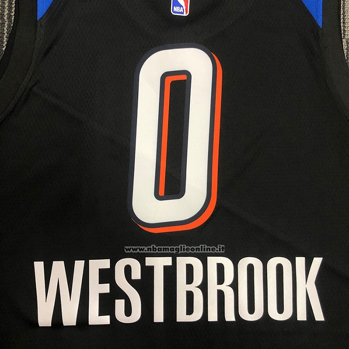 Maglia Oklahoma City Thunder Russell Westbrook #0 Citta 2020-21 Nero